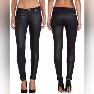 7 for All Mankind -Black Crackled Stretch Faux Leather Seamed Legging/Pants (30)